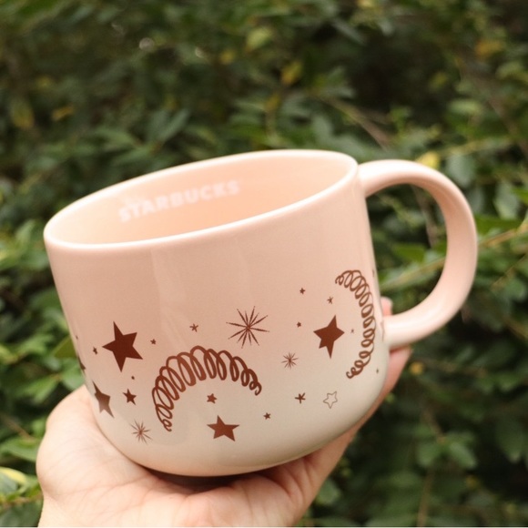 Starbucks Accessories - NWT💗Starbucks 2023 Pink & White Gradient Rose Gold Stars & Moon Ceramic Mug
